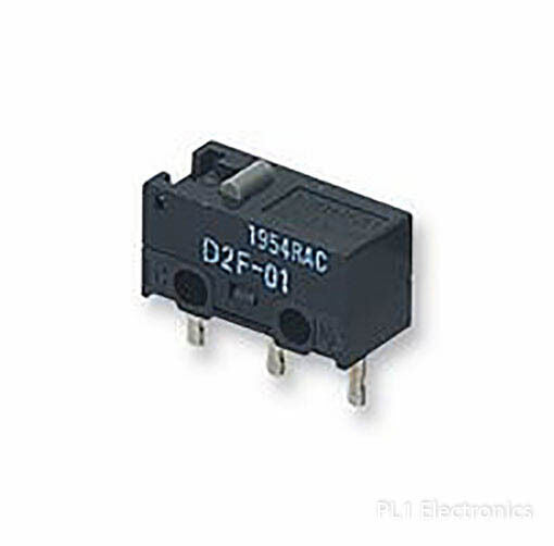 OMRON ELECTRONIC COMPONENTS - D2F-01 - MICROSWITCH, PLUNGER, SPDT, 30VDC, 0.1A