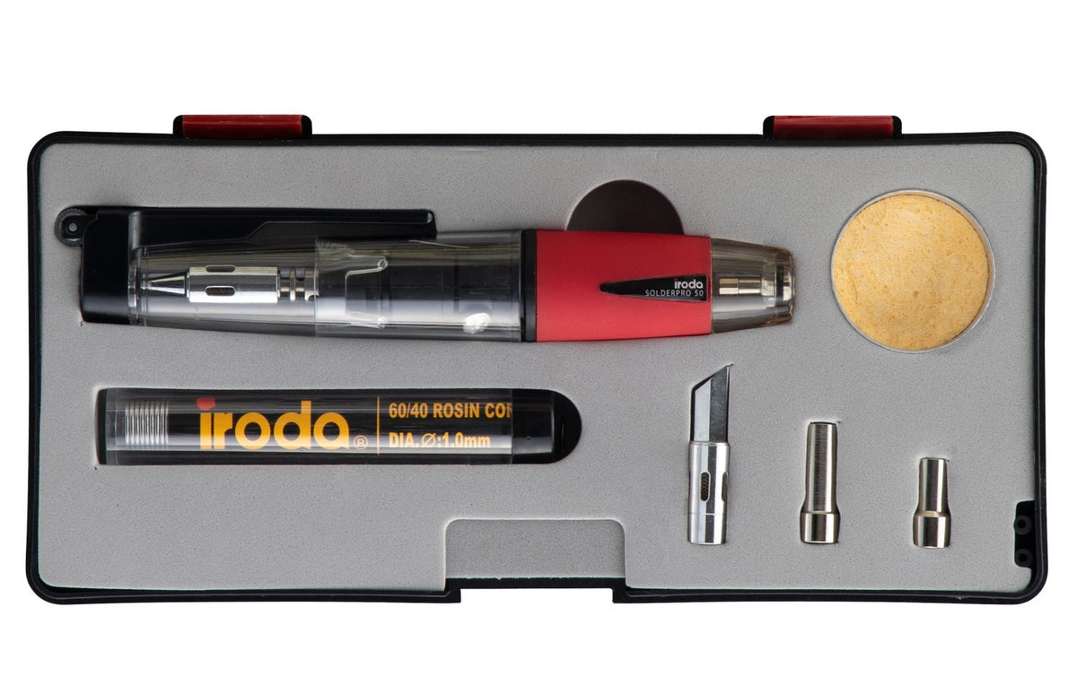 Pro Iroda Solderpro 50K Gas Soldering Iron Kit Refillable Butane Torch ...